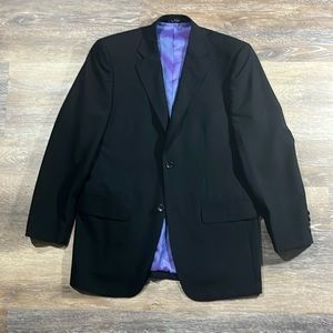 In The Now Classic Black Wool Blazer with Purple/ Blue Iridescent Lining